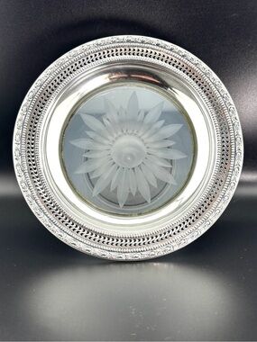 Vintage Frank M. Whiting & Co. Sterling Silver And Etched Glass Lemon Dish
